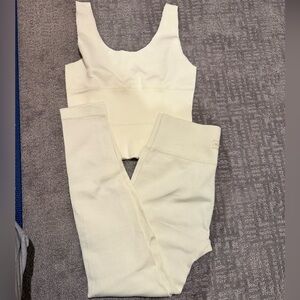 Fashion Nova Cream Ribbed Leggings Set